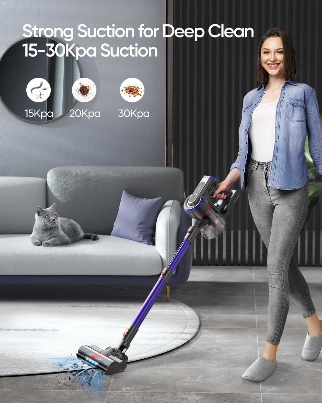 JR400 Cordless Vacuum Cleaner 400W 38KPA 55Mins Runtime with Touch Screen